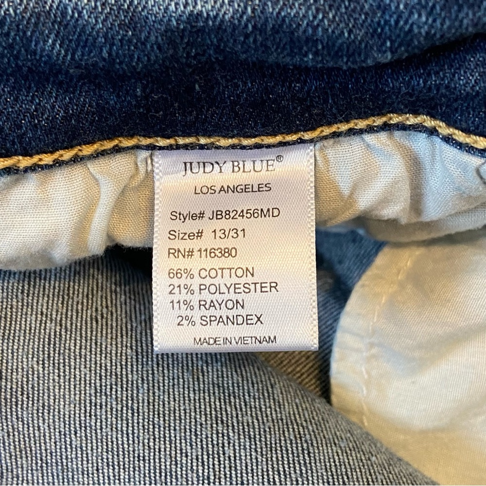 JUDY BLUE Slim Boot Cut Jeans Braided Belt Loops Lightly Distressed Womens 13/31 - Picture 13 of 14